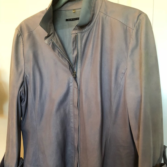 Soft blue leather jacket. Blueish gray - Picture 1 of 6